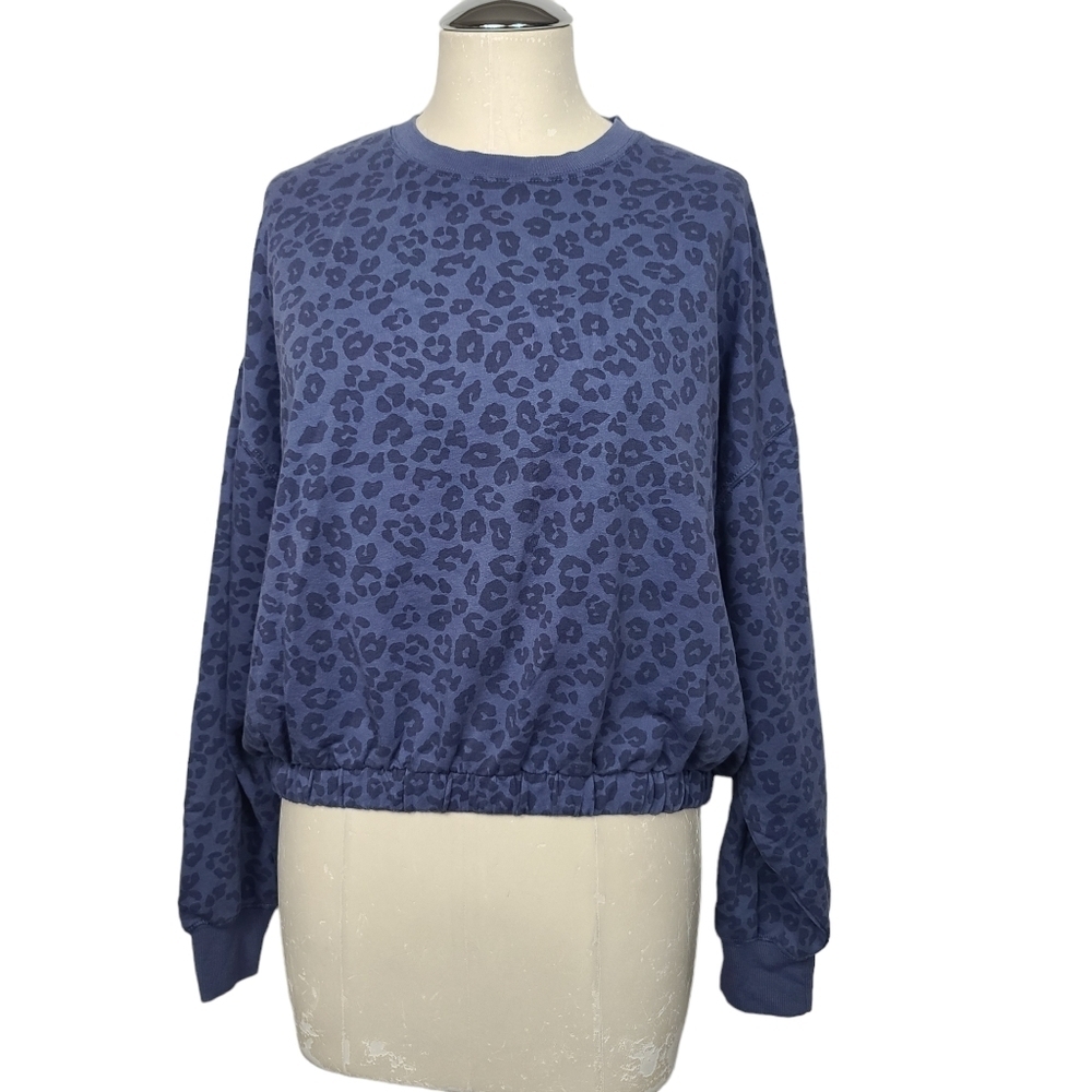 Z Supply Animal Print Cropped Crewneck Sweatshirt XS